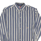 TOMMY HILFIGER Mens Blue & White Striped Shirt L Button-Down Cotton Blend