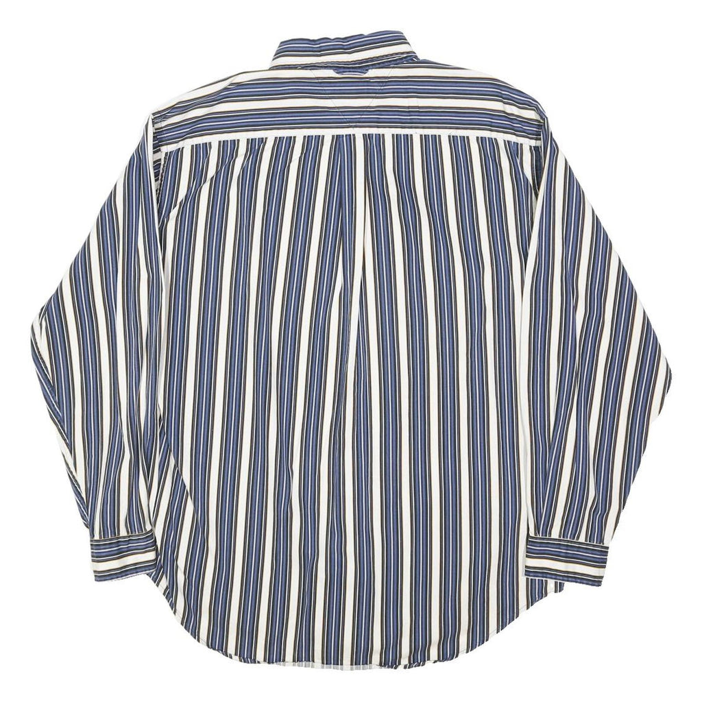 TOMMY HILFIGER Mens Blue & White Striped Shirt L Button-Down Cotton Blend