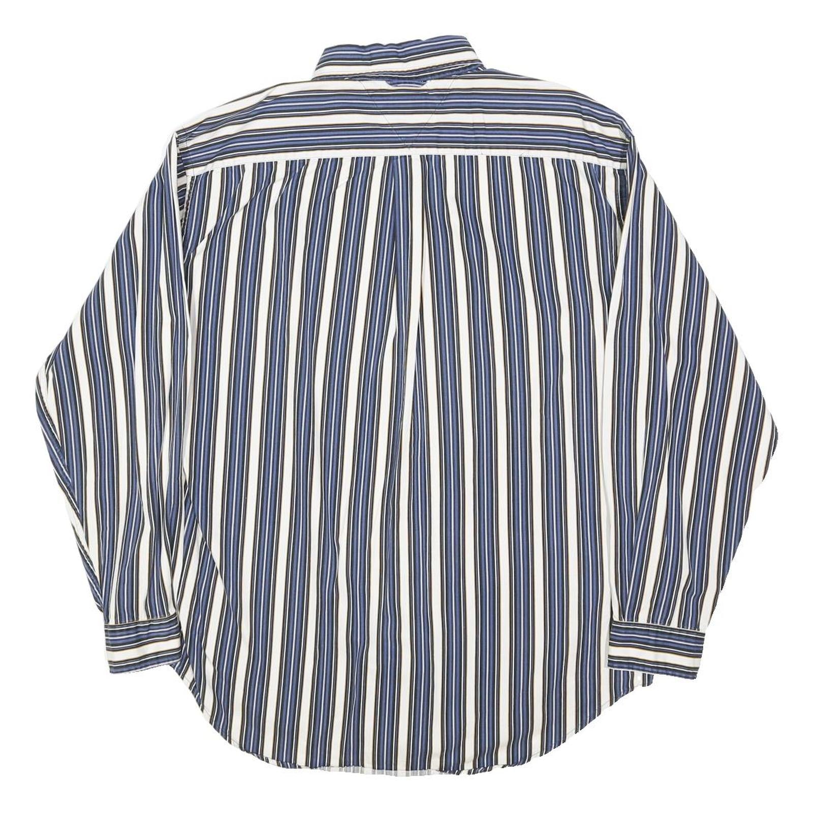 TOMMY HILFIGER Mens Blue & White Striped Shirt L Button-Down Cotton Blend