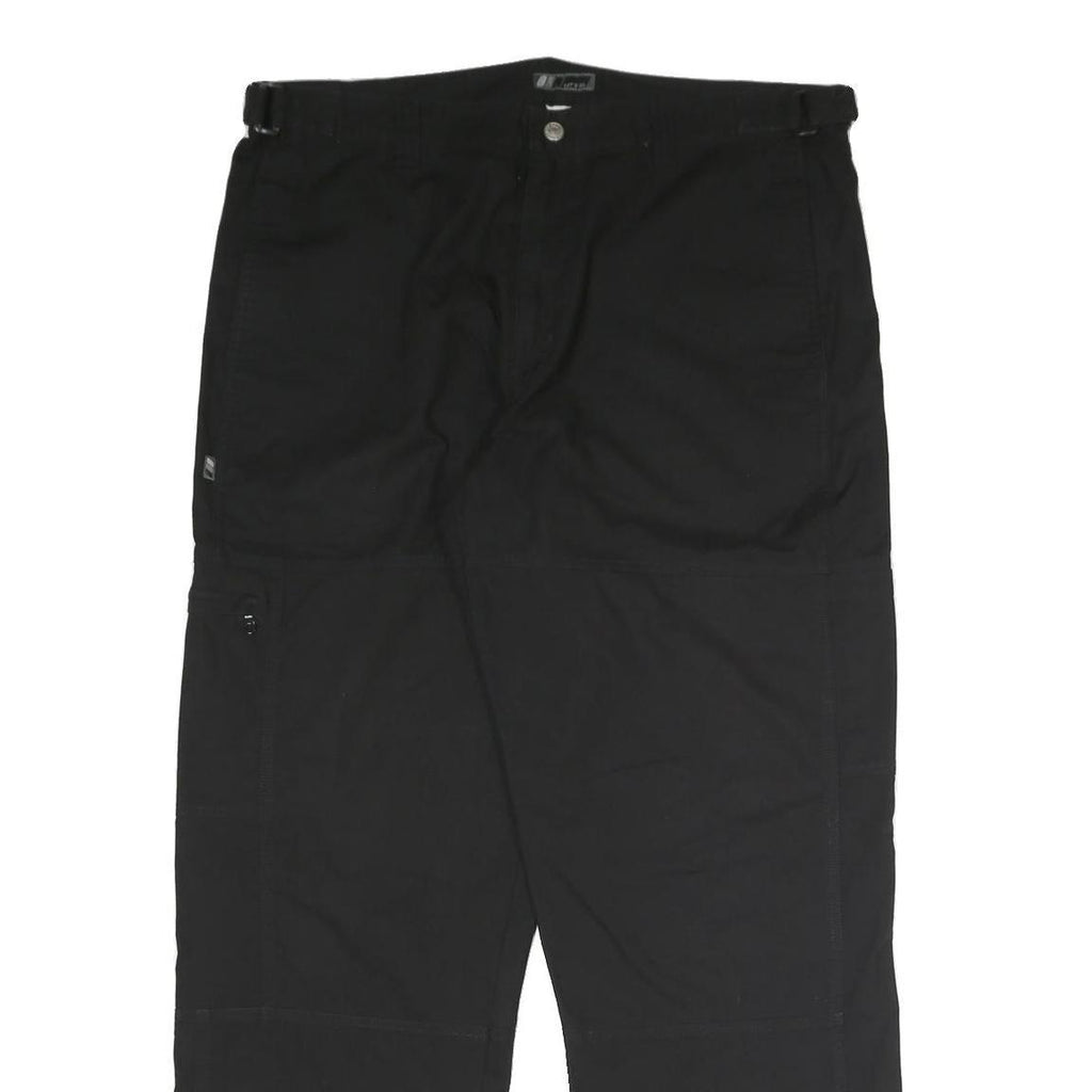 LETS GO Mens Black Relaxed Straight Trousers W40 L32 Cotton Blend Zip Pocketed