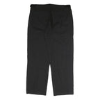 LETS GO Mens Black Relaxed Straight Trousers W40 L32 Cotton Blend Zip Pocketed