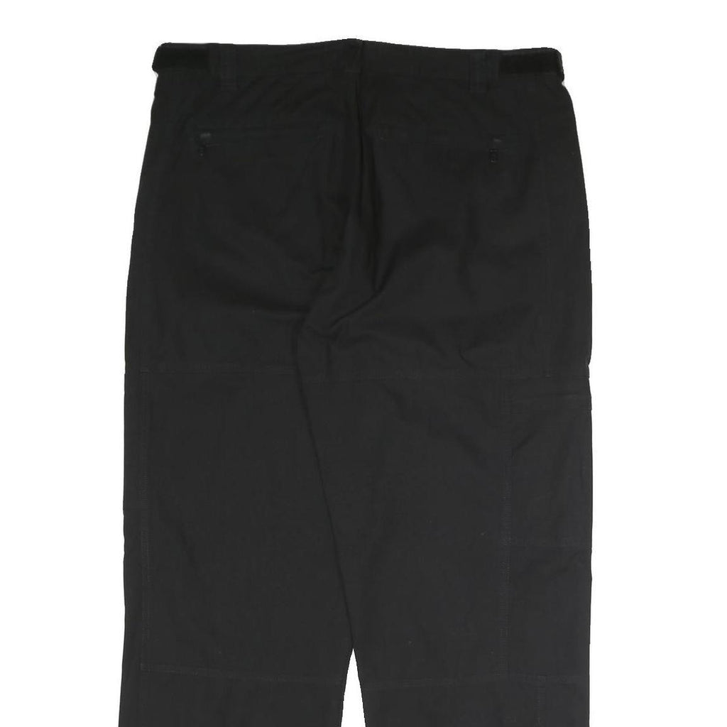 LETS GO Mens Black Relaxed Straight Trousers W40 L32 Cotton Blend Zip Pocketed