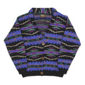 ALPS Womens Black & Purple Patterned Button Up Chunky Knit Cardigan L Stylish