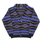 ALPS Womens Black & Purple Patterned Button Up Chunky Knit Cardigan L Stylish