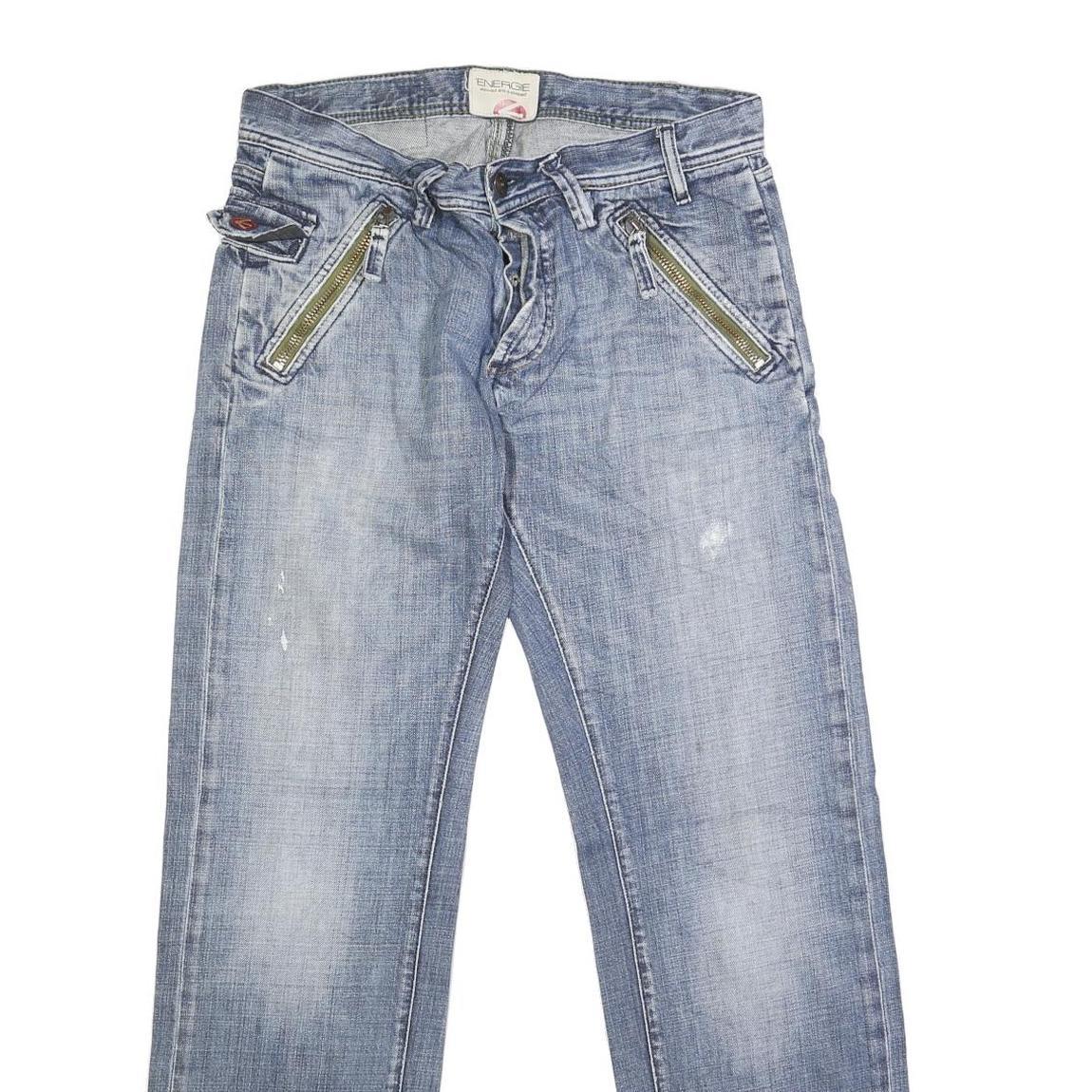 ENERGIE Womens Jeans Blue Regular Straight Denim Light W32 L33 Button Closure