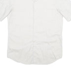 HUGO BOSS Mens White Plain Short Sleeve Shirt S Cotton Blend Summer Style