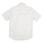 HUGO BOSS Mens White Plain Short Sleeve Shirt S Cotton Blend Summer Style