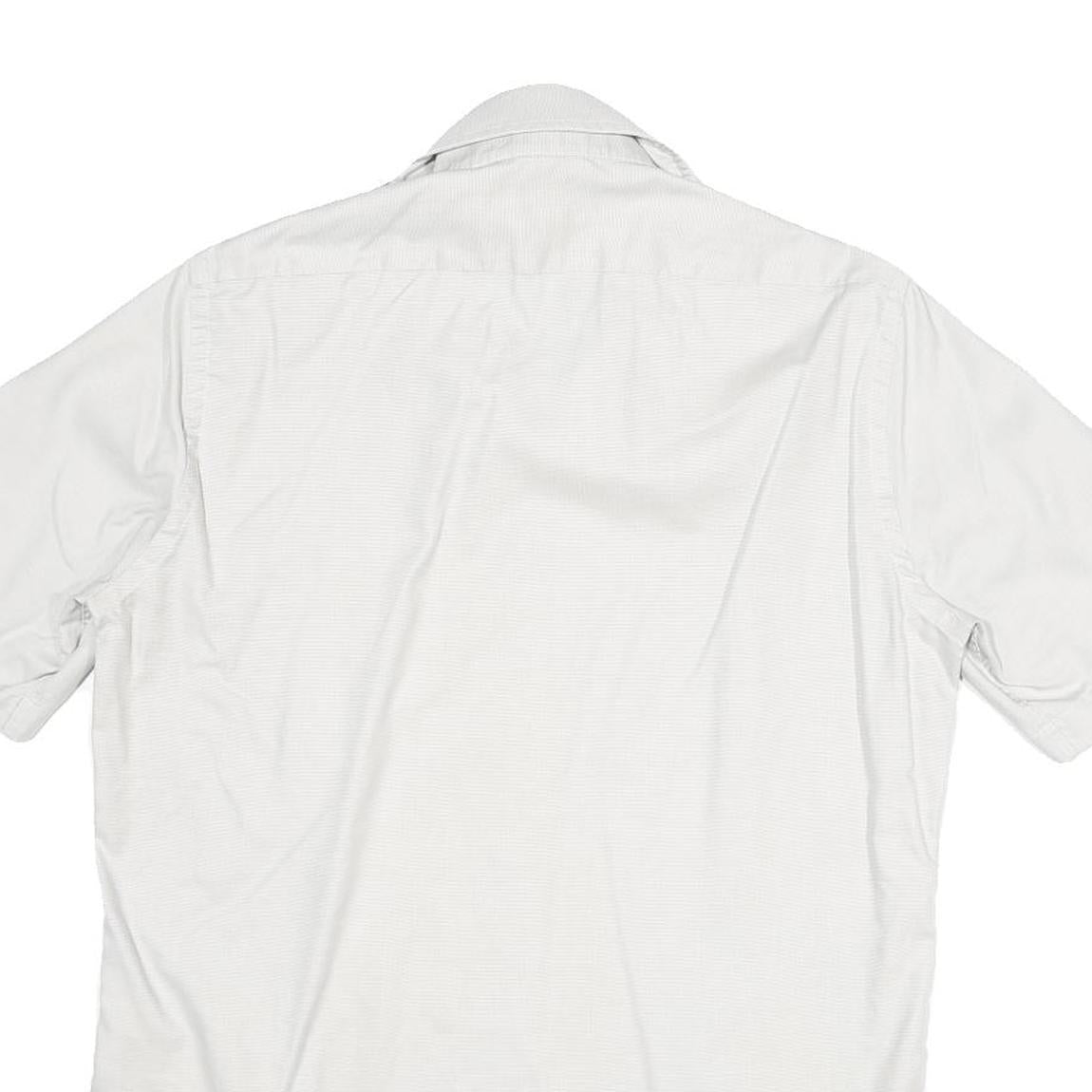 HUGO BOSS Mens White Plain Short Sleeve Shirt S Cotton Blend Summer Style