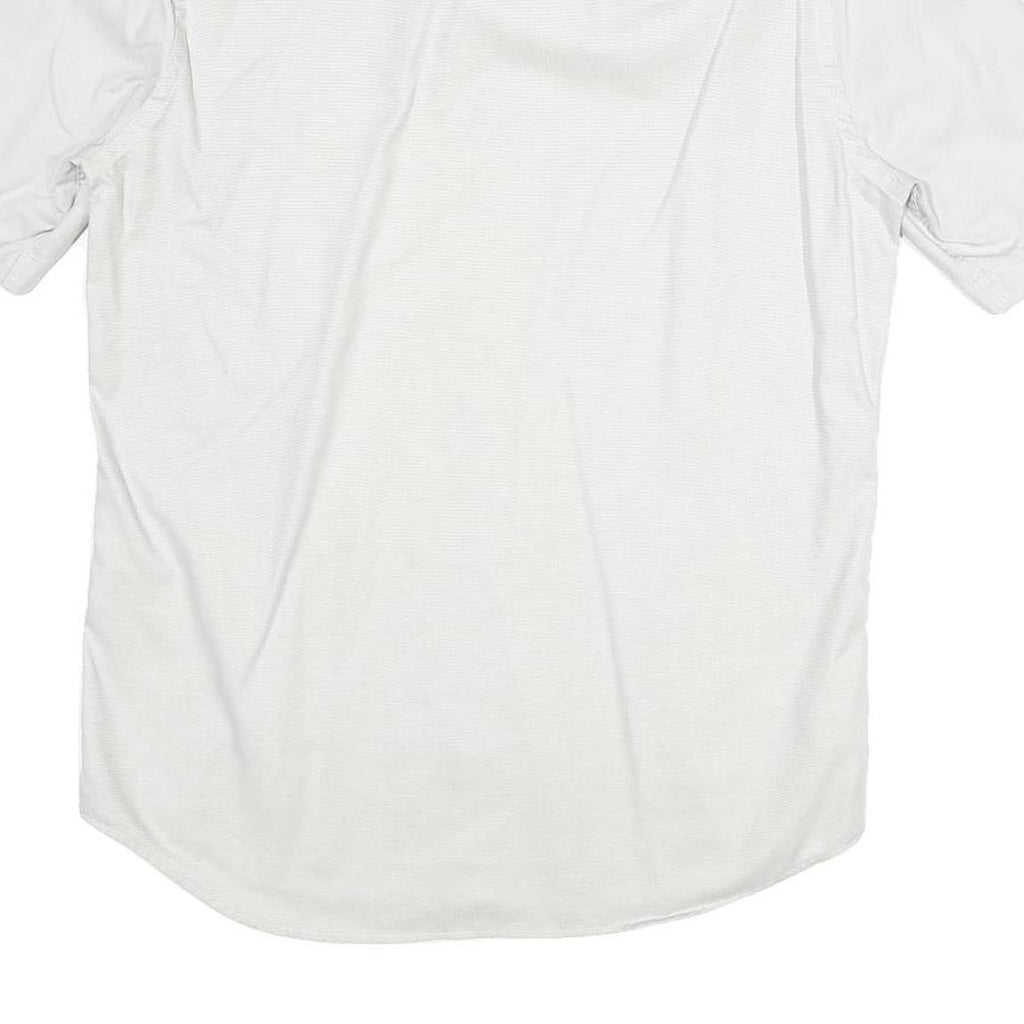 HUGO BOSS Mens White Plain Short Sleeve Shirt S Cotton Blend Summer Style