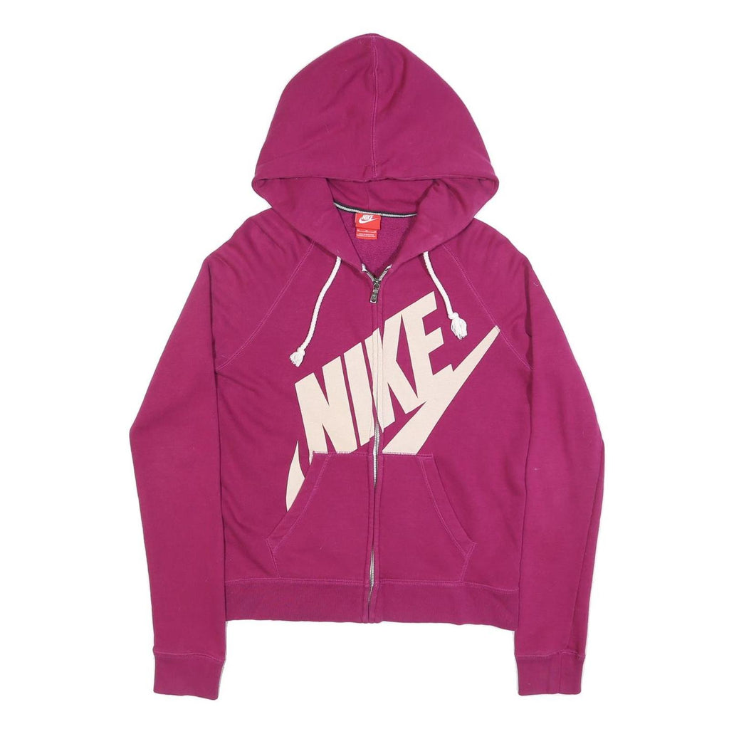 NIKE Womens Purple Pullover Hoodie M Cotton Blend Zip Up Casual