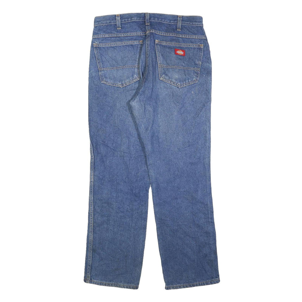 DICKIES Mens Relaxed Blue Denim Jeans W32 L30 Cotton Blend Zip Pockets Casual