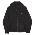 FRED PERRY Mens Black Patterned Zip Up Jumper Crew Neck Basic Knit M Wool Blend