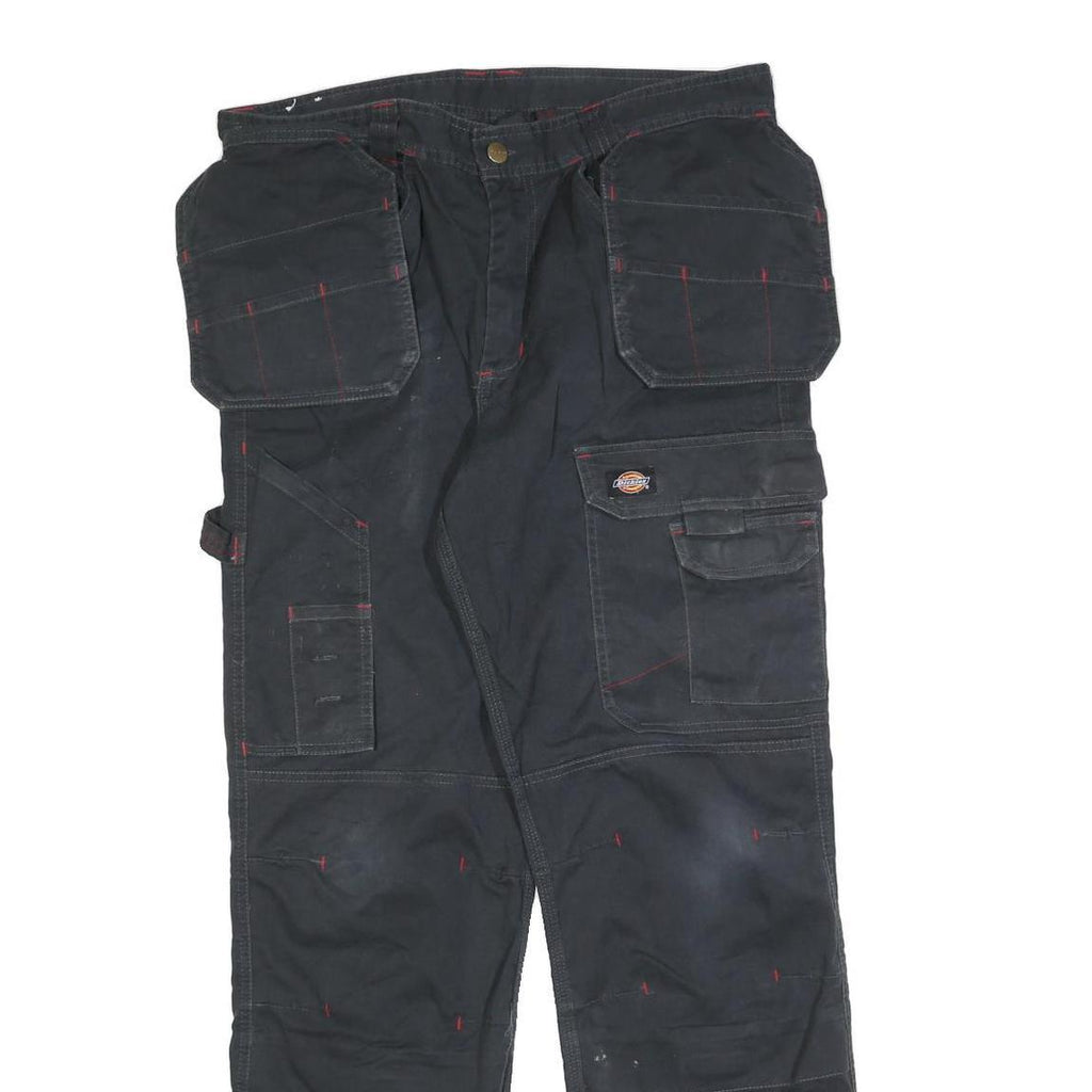 DICKIES Mens Cotton Blend Black Relaxed Straight Trousers W34 L32 Workwear