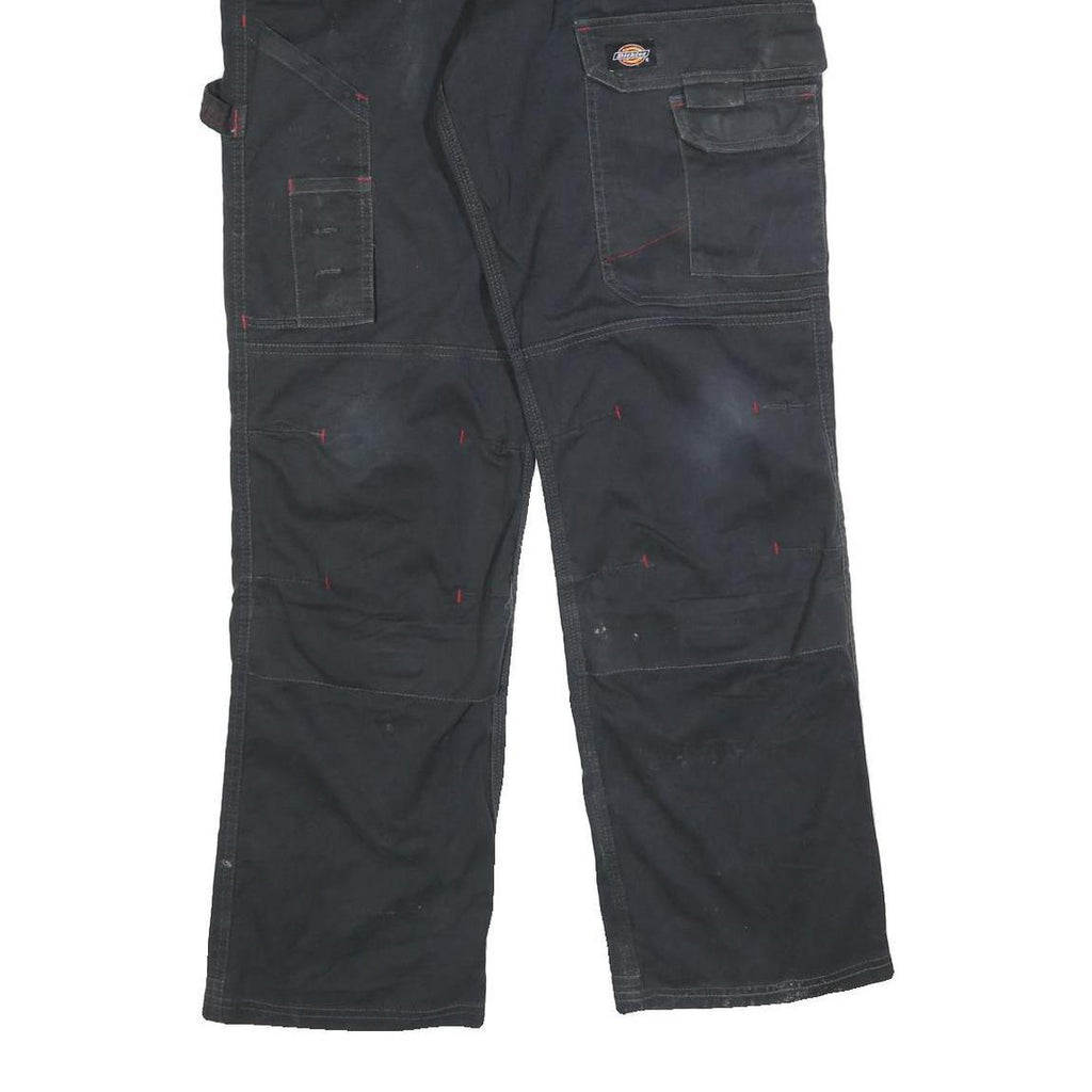 DICKIES Mens Cotton Blend Black Relaxed Straight Trousers W34 L32 Workwear