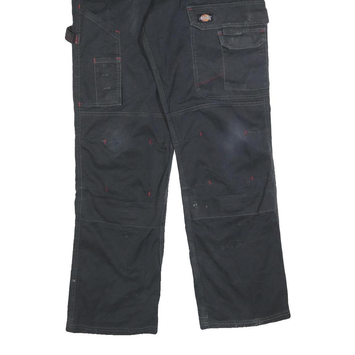 DICKIES Mens Cotton Blend Black Relaxed Straight Trousers W34 L32 Workwear