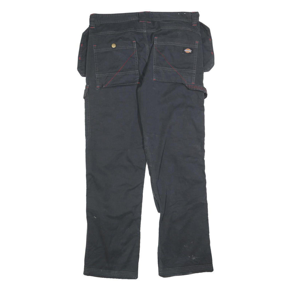 DICKIES Mens Cotton Blend Black Relaxed Straight Trousers W34 L32 Workwear