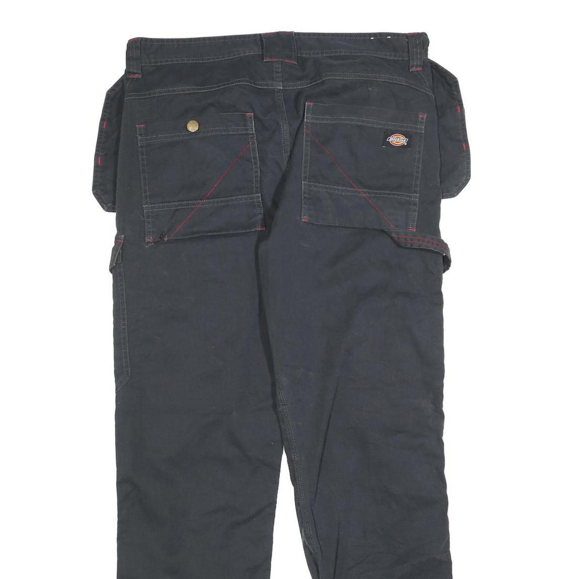 DICKIES Mens Cotton Blend Black Relaxed Straight Trousers W34 L32 Workwear