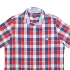 CHAPS Mens Red Blue White Check Shirt XL Casual Summer Smart Short Sleeve