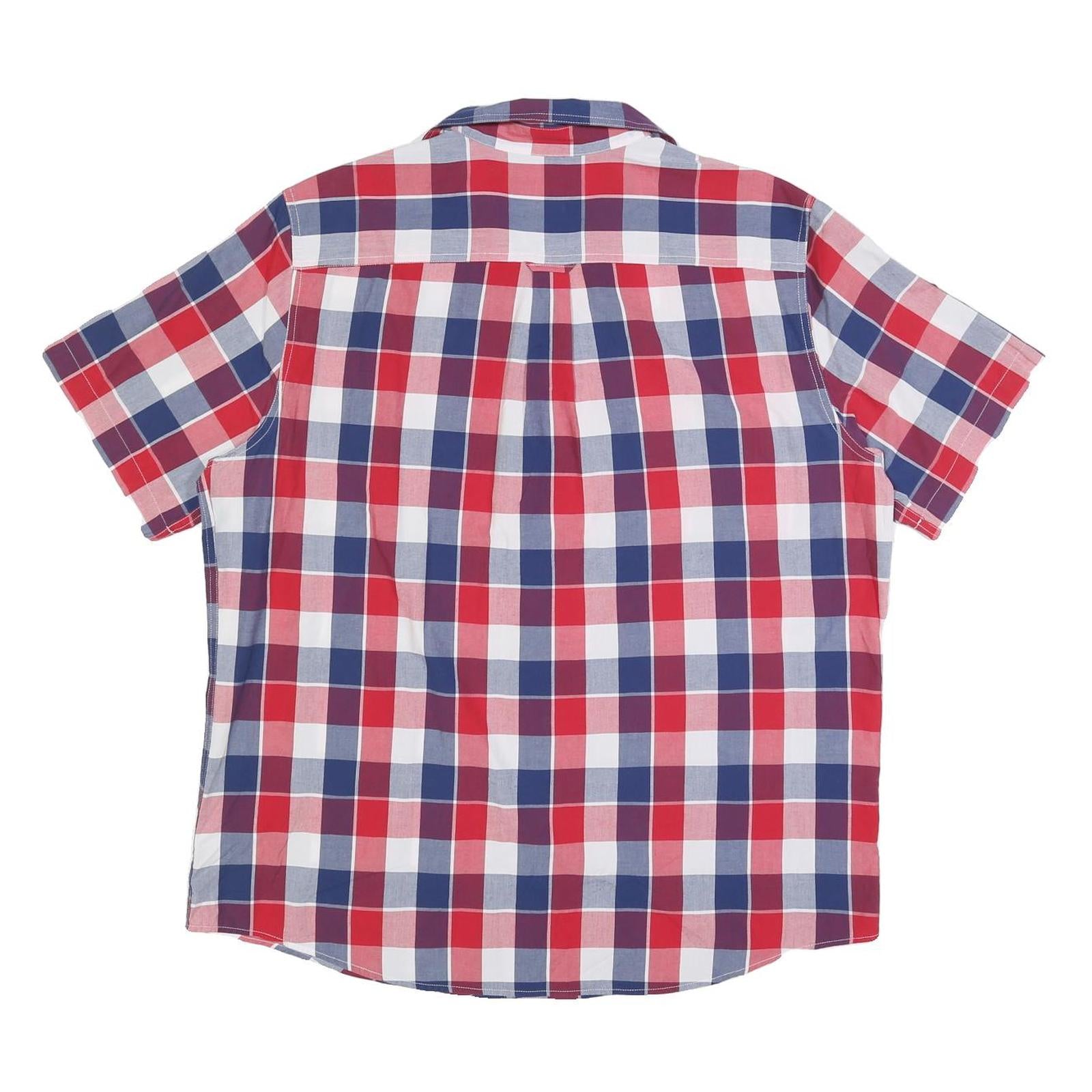 CHAPS Mens Red Blue White Check Shirt XL Casual Summer Smart Short Sleeve