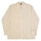 MY LORD Zip Up Mens Plain Shirt Beige Long Sleeve L
