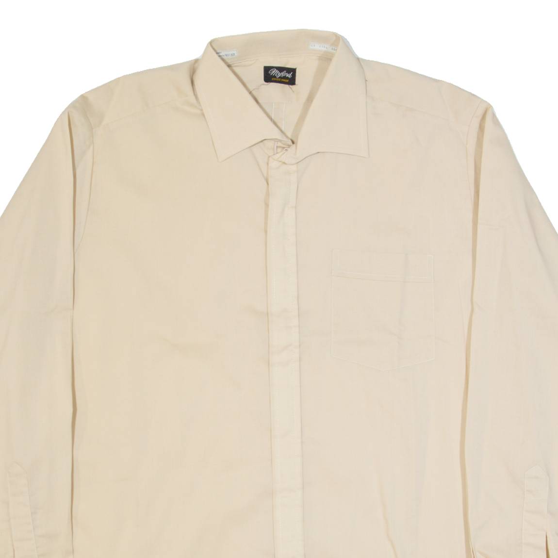 MY LORD Zip Up Mens Plain Shirt Beige Long Sleeve L