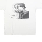 2PAC Mens White Graphic T-Shirt L Short Sleeve Crew Neck Cotton Blend