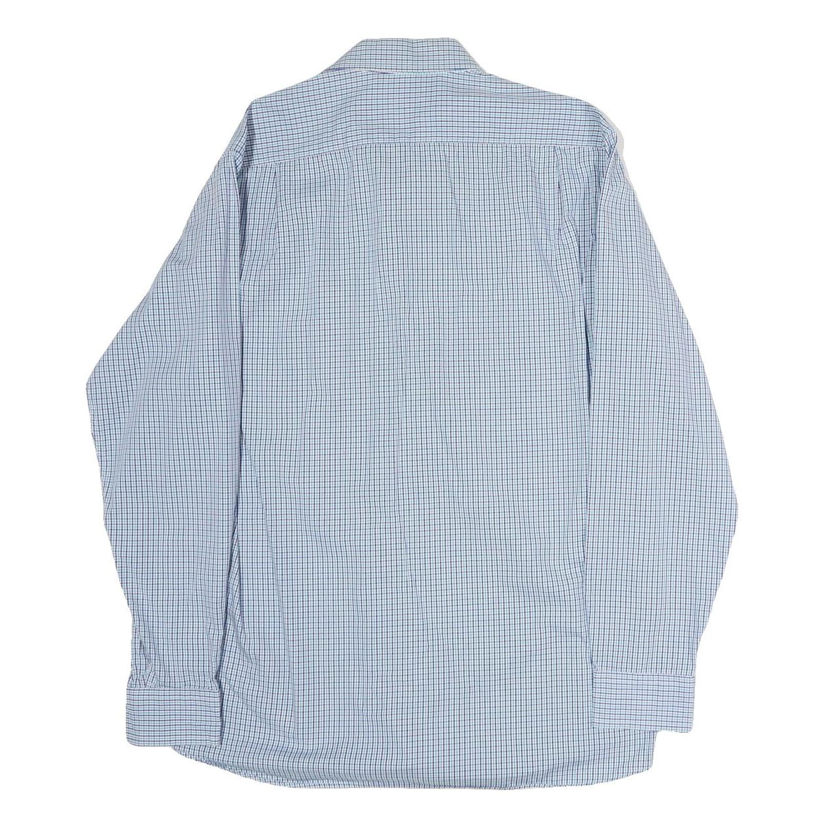 NAUTICA Mens Blue Check Shirt L Cotton Casual Long Sleeve Button Shirt