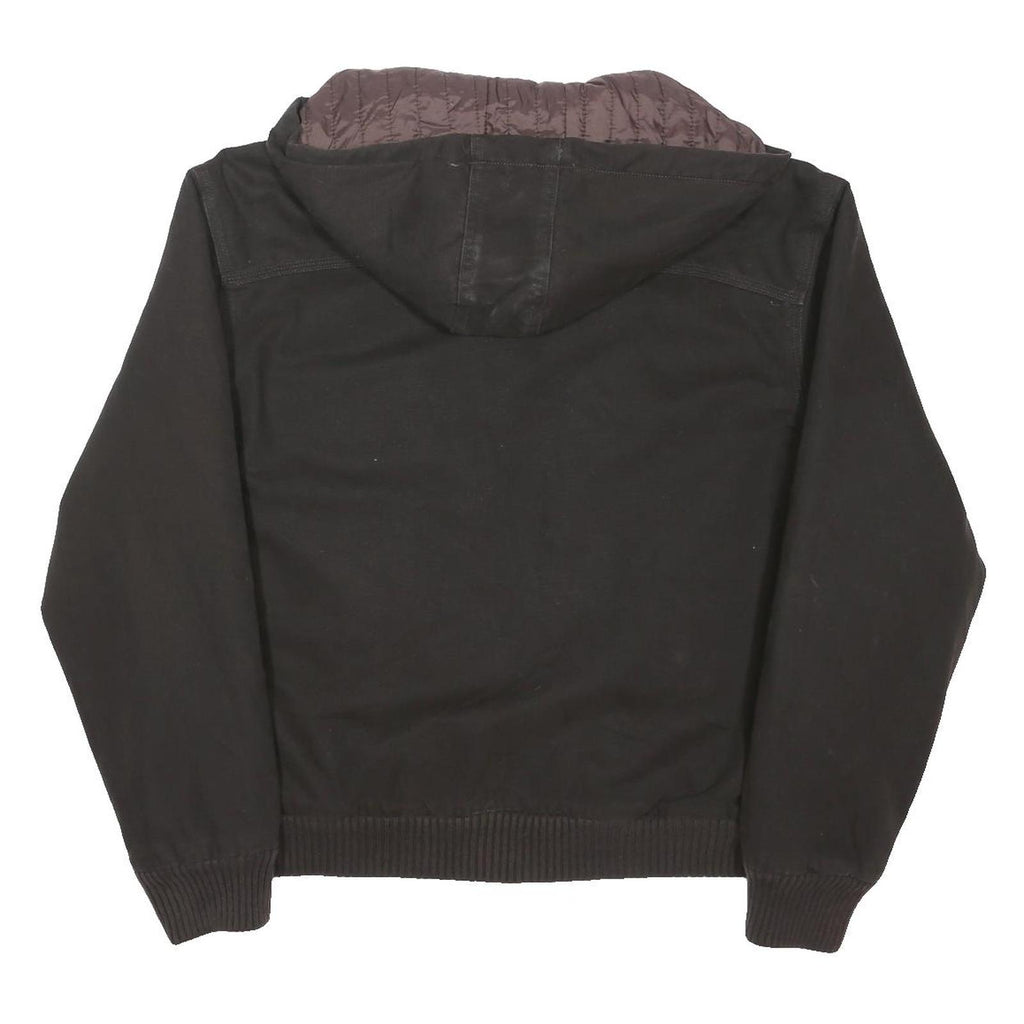 LEVI'S Mens Black Cotton Blend Shirt L Hooded Zip Front Casual Jacket