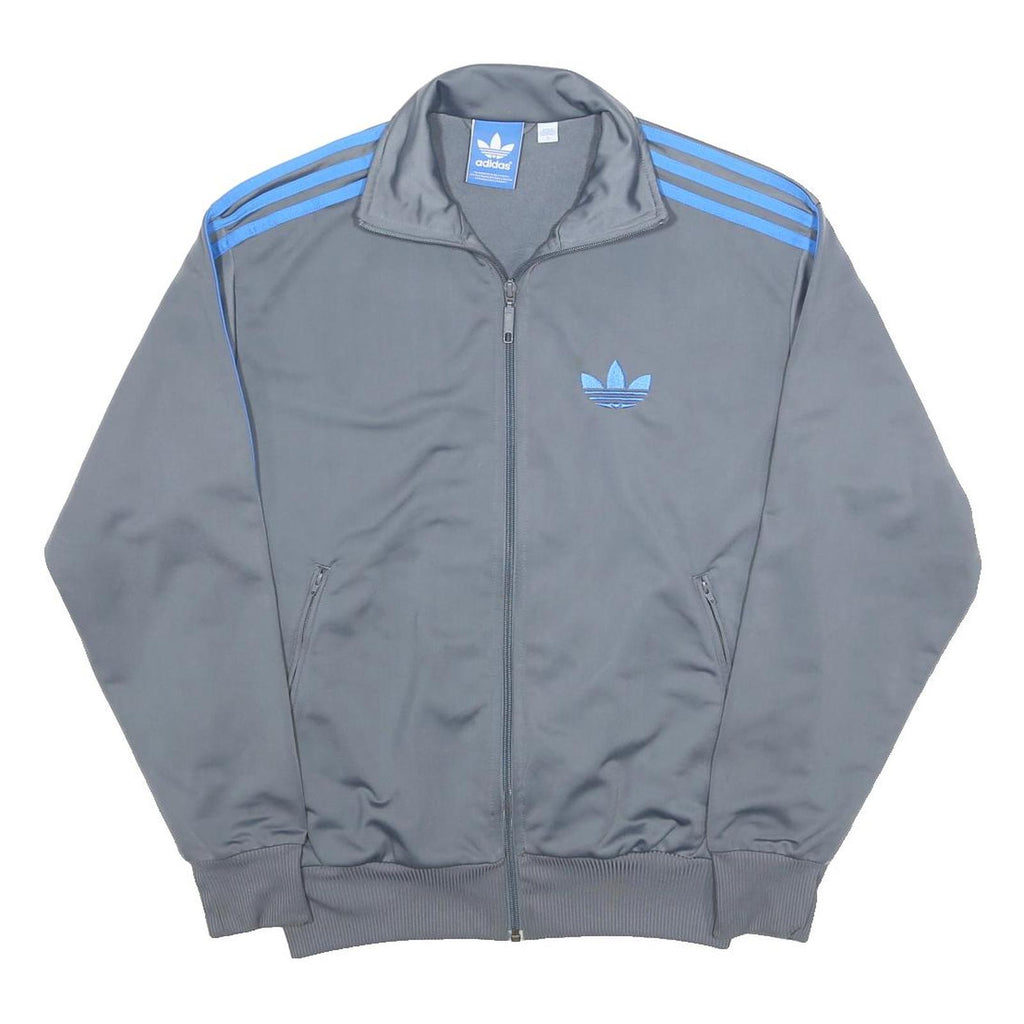 ADIDAS Mens Grey & Blue Track Jacket S Polyester Zip Sportswear