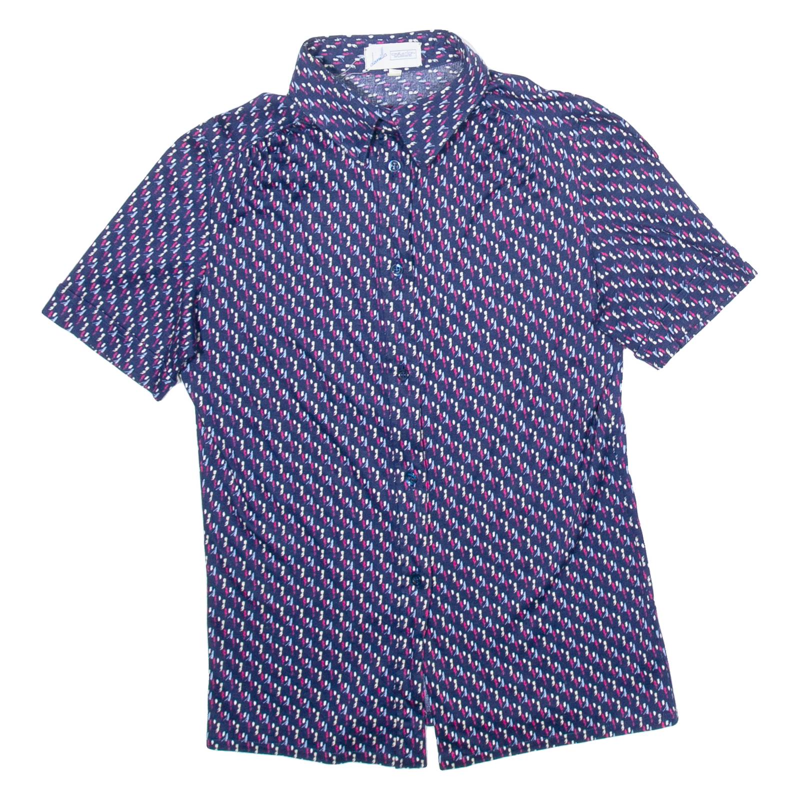 DANILLA Womens Shirt Blue Geometric XS