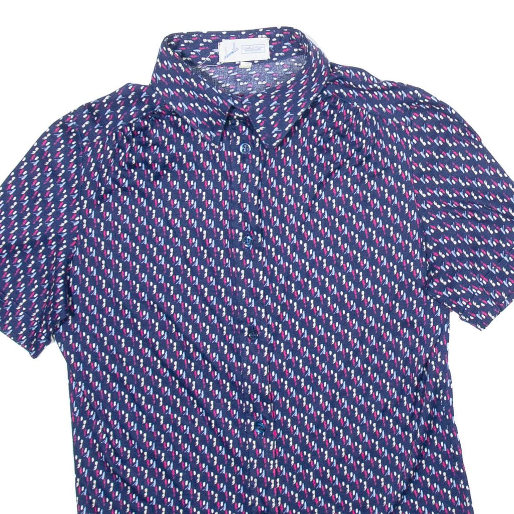 DANILLA Womens Shirt Blue Geometric XS