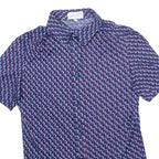 DANILLA Womens Shirt Blue Geometric XS