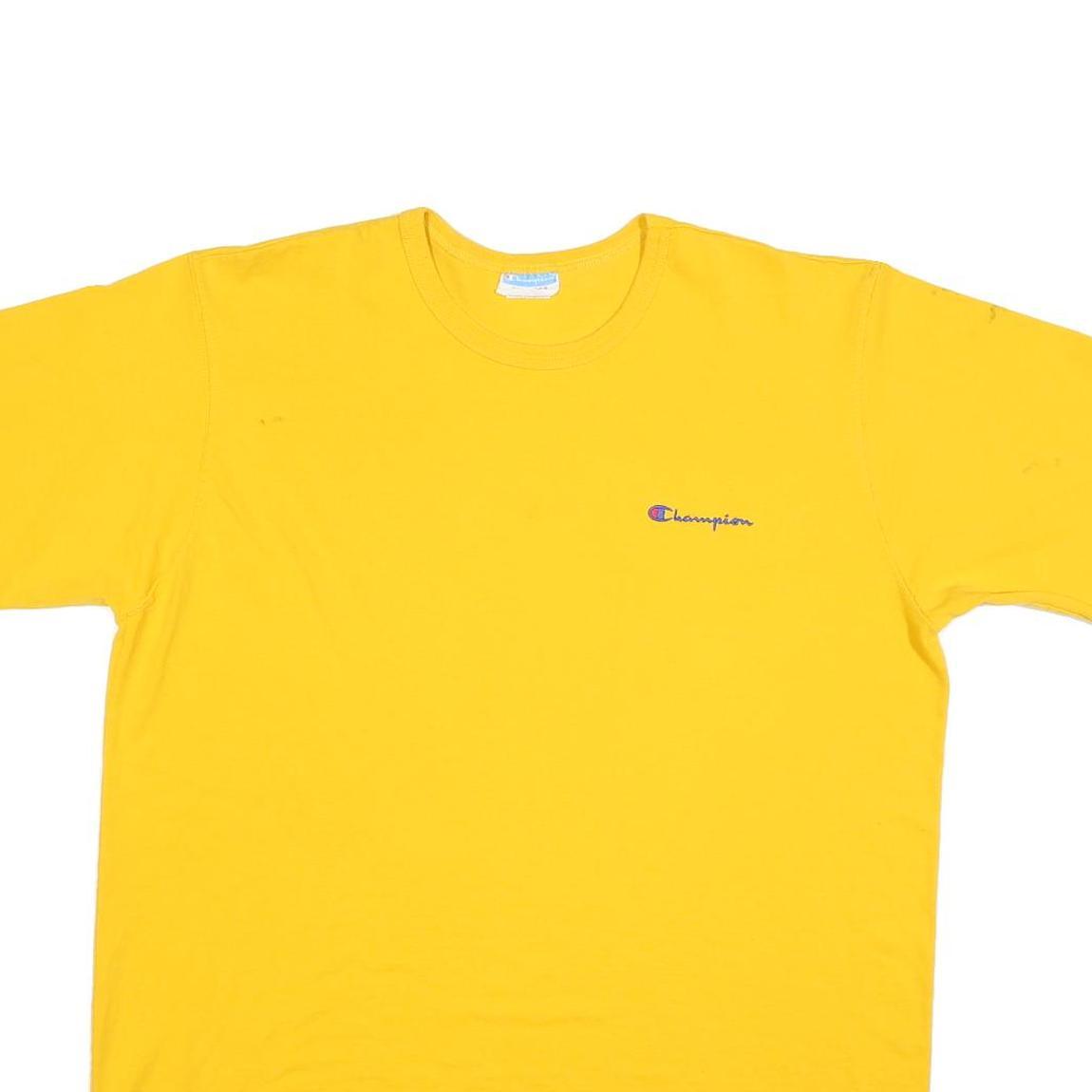 CHAMPION Mens Yellow Graphic T-Shirt 2XL Short Sleeve Crew Neck Cotton Blend