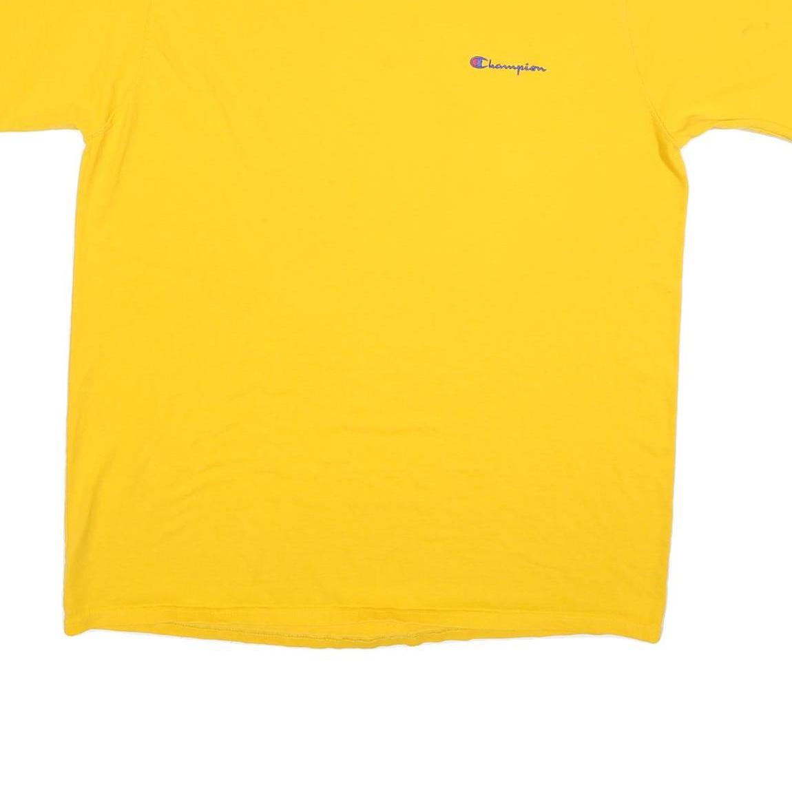 CHAMPION Mens Yellow Graphic T-Shirt 2XL Short Sleeve Crew Neck Cotton Blend