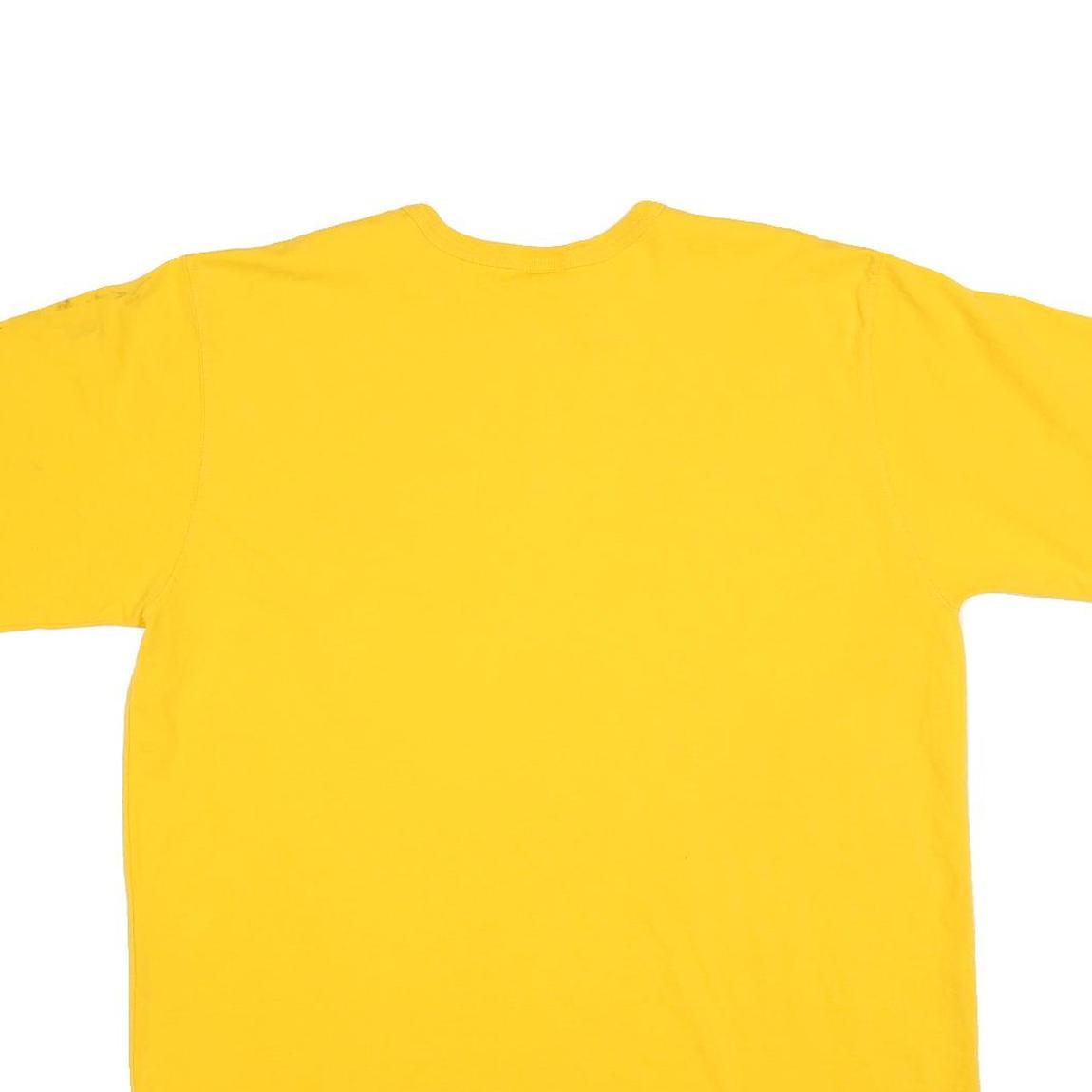 CHAMPION Mens Yellow Graphic T-Shirt 2XL Short Sleeve Crew Neck Cotton Blend