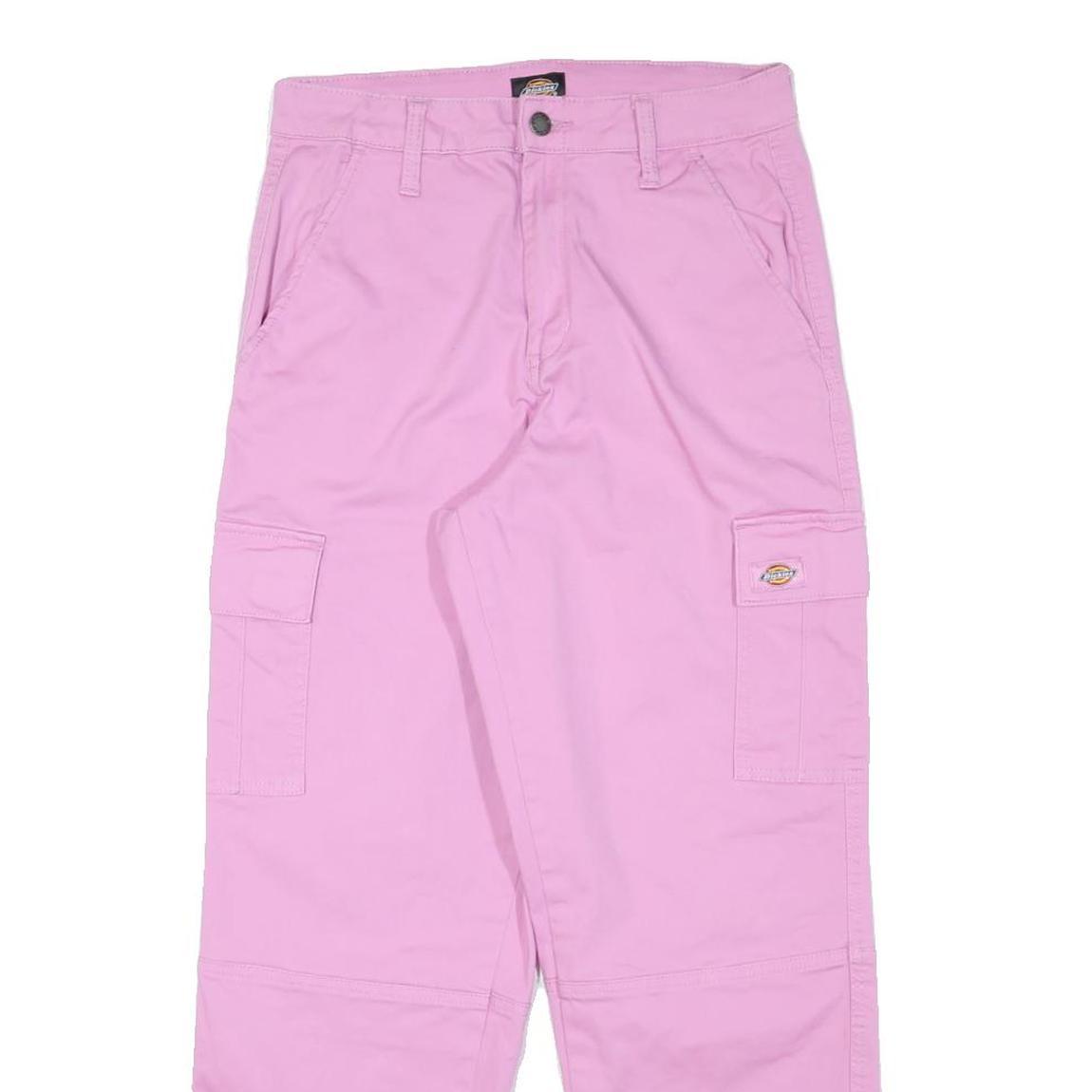 DICKIES Womens Cotton Blend Pink Relaxed Cargo Trousers W28 L27 Comfortable Fit