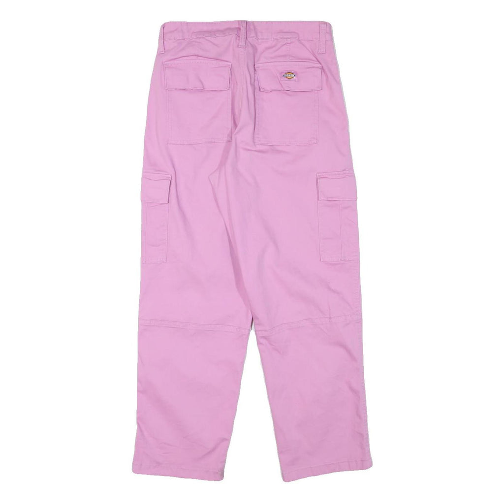 DICKIES Womens Cotton Blend Pink Relaxed Cargo Trousers W28 L27 Comfortable Fit