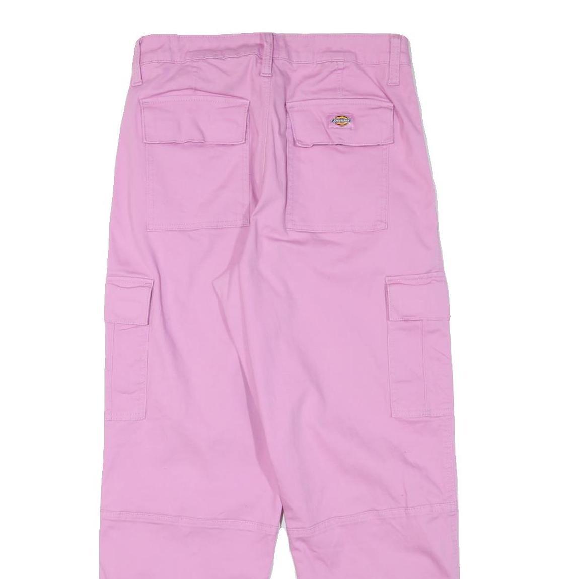 DICKIES Womens Cotton Blend Pink Relaxed Cargo Trousers W28 L27 Comfortable Fit