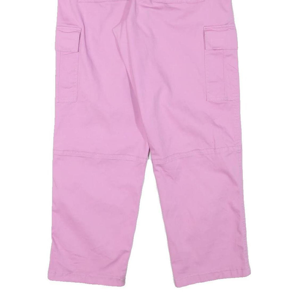 DICKIES Womens Cotton Blend Pink Relaxed Cargo Trousers W28 L27 Comfortable Fit