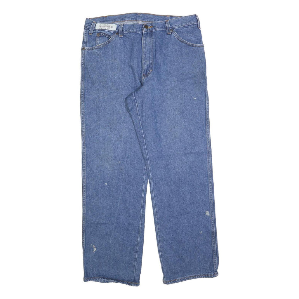 DICKIES Mens Jeans Blue Regular Straight Denim W34 L32 Casual Workwear Zip
