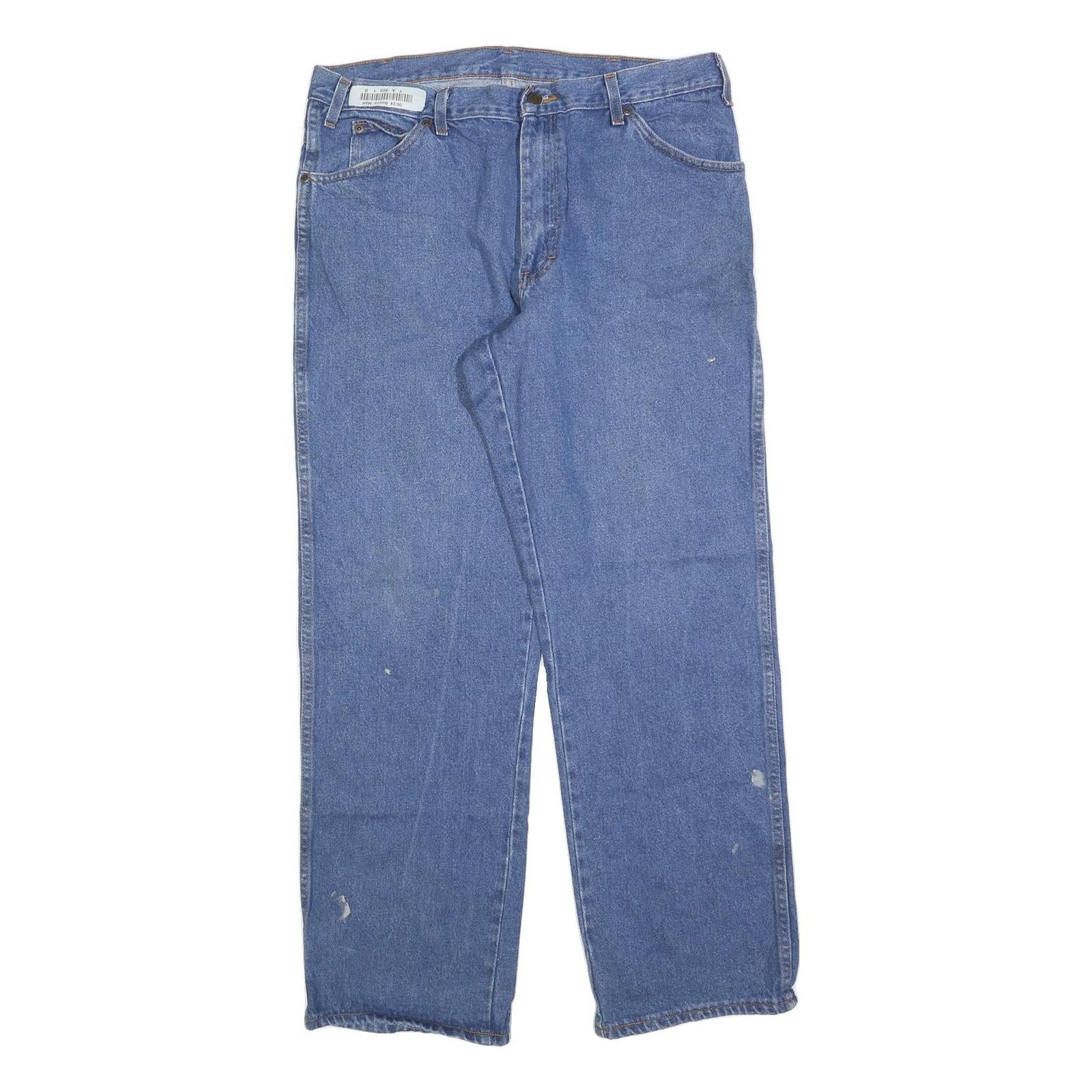 DICKIES Mens Jeans Blue Regular Straight Denim W34 L32 Casual Workwear Zip