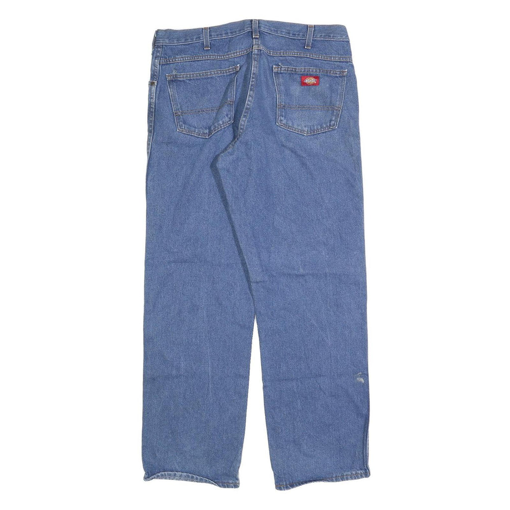 DICKIES Mens Jeans Blue Regular Straight Denim W34 L32 Casual Workwear Zip