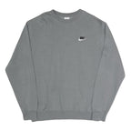 NIKE Mens Grey Crew Neck S Sweatshirt Cotton Blend Logo Pullover Casual