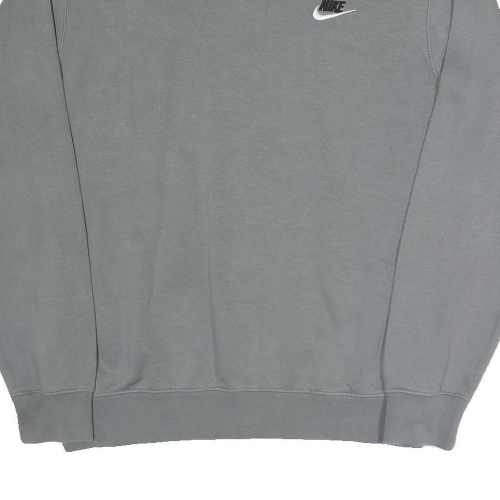NIKE Mens Grey Crew Neck S Sweatshirt Cotton Blend Logo Pullover Casual