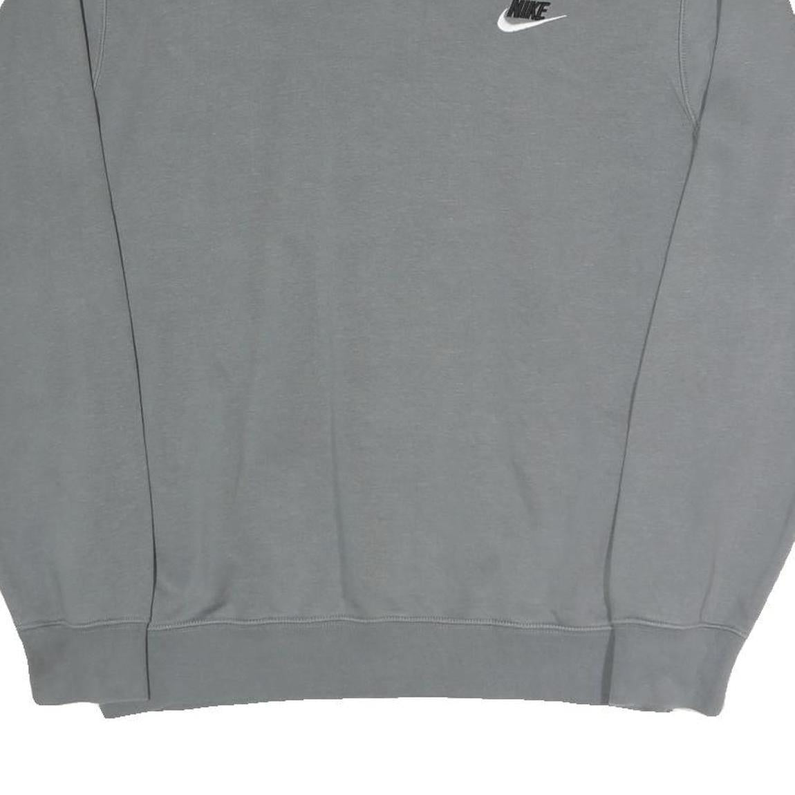 NIKE Mens Grey Crew Neck S Sweatshirt Cotton Blend Logo Pullover Casual