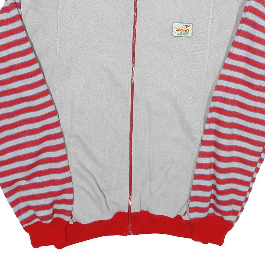 ROBY Mens White & Red Stripe Casual Zip Jacket L Cotton Blend Striped Sleeves