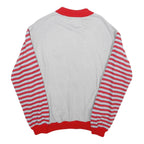 ROBY Mens White & Red Stripe Casual Zip Jacket L Cotton Blend Striped Sleeves