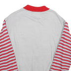 ROBY Mens White & Red Stripe Casual Zip Jacket L Cotton Blend Striped Sleeves