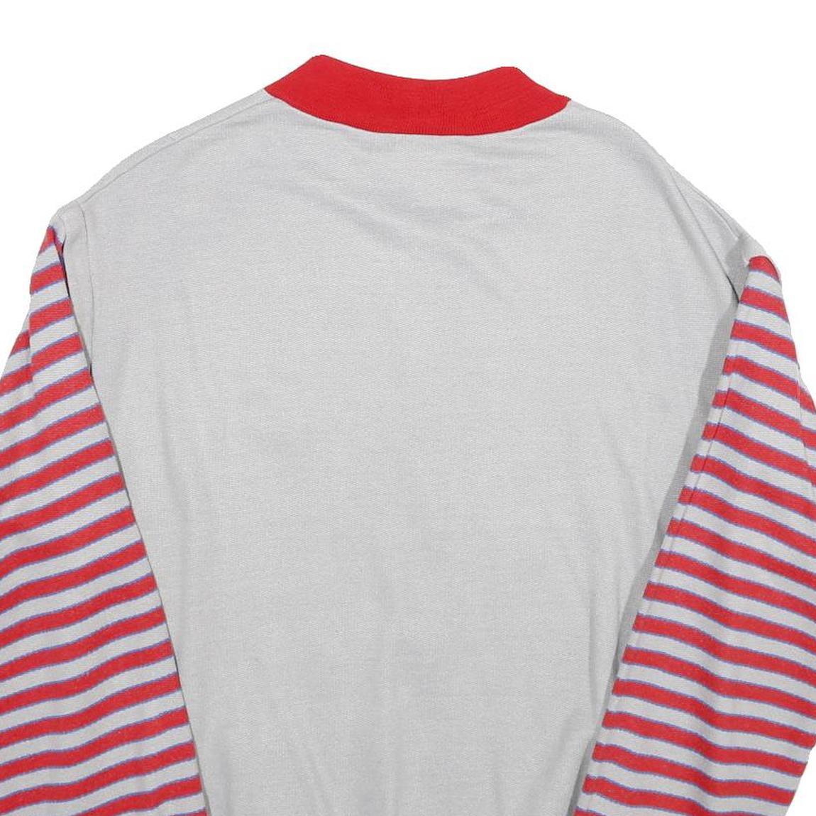 ROBY Mens White & Red Stripe Casual Zip Jacket L Cotton Blend Striped Sleeves