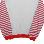 ROBY Mens White & Red Stripe Casual Zip Jacket L Cotton Blend Striped Sleeves